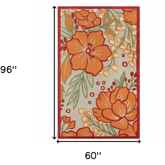 Orange And Ivory Handmade Indoor Outdoor Area Rug Photo 3
