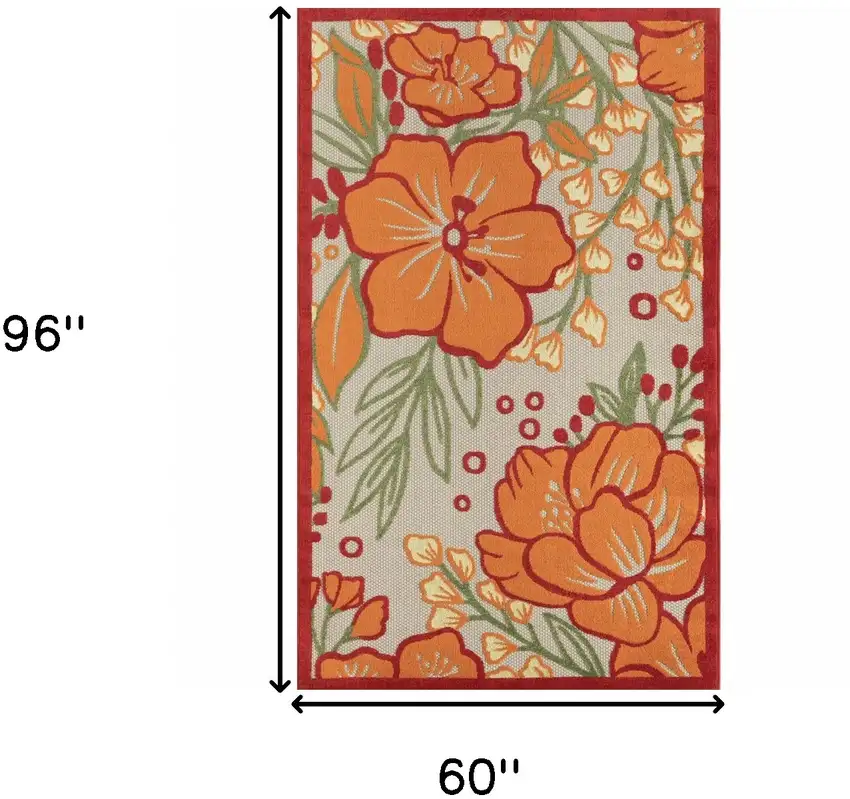 Orange And Ivory Handmade Indoor Outdoor Area Rug Photo 3