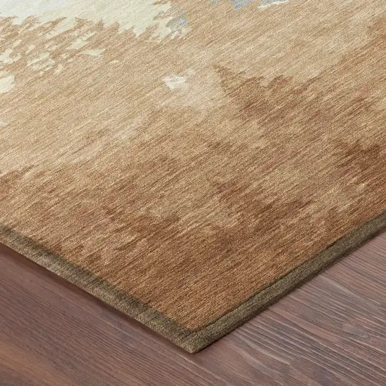 Orange And Ivory Floral Washable Indoor Outdoor Area Rug Photo 3
