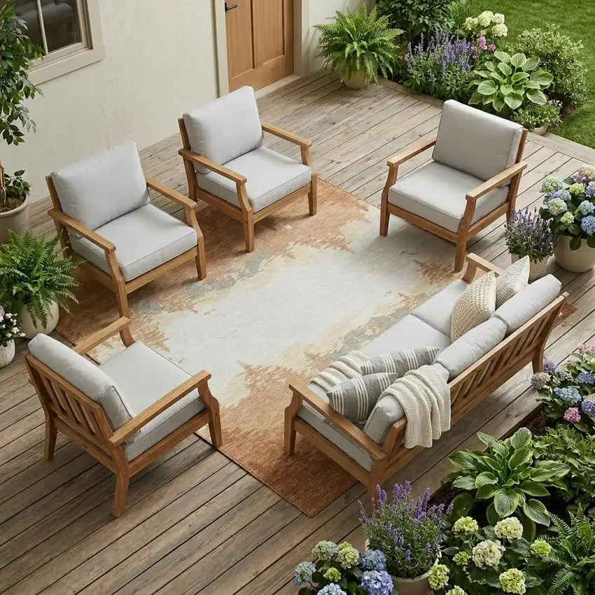 Orange And Ivory Floral Washable Indoor Outdoor Area Rug Photo 1