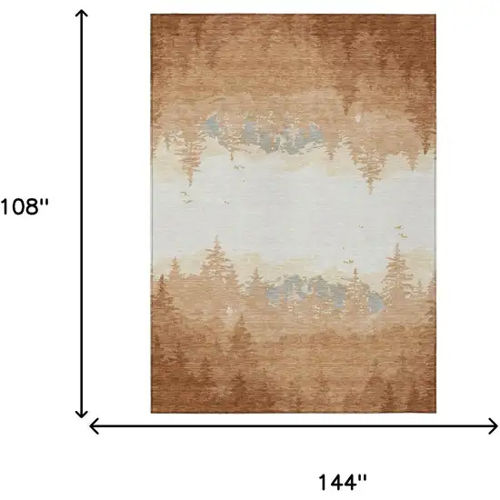 Orange And Ivory Floral Washable Indoor Outdoor Area Rug Photo 5