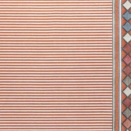 Orange And Ivory Geometric Indoor Outdoor Area Rug Photo 2