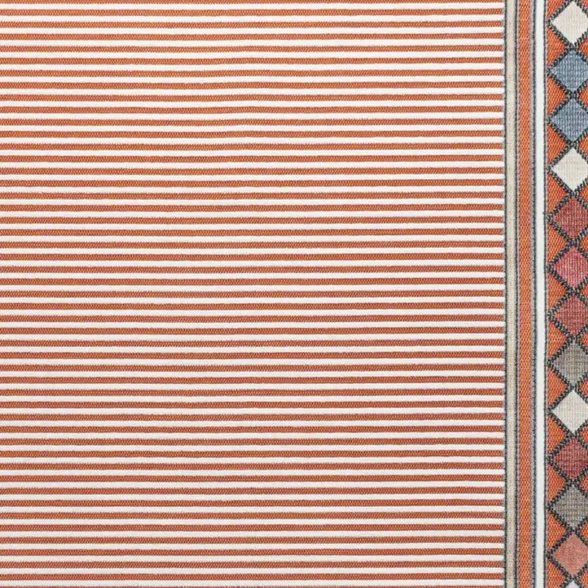 Orange And Ivory Geometric Indoor Outdoor Area Rug Photo 2