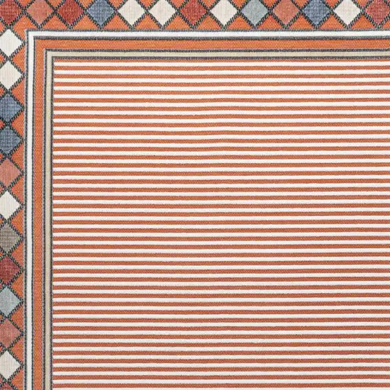 Orange And Ivory Geometric Indoor Outdoor Area Rug Photo 2