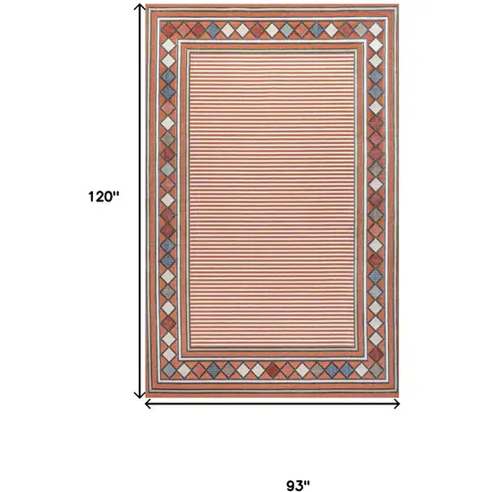 Orange And Ivory Geometric Indoor Outdoor Area Rug Photo 5
