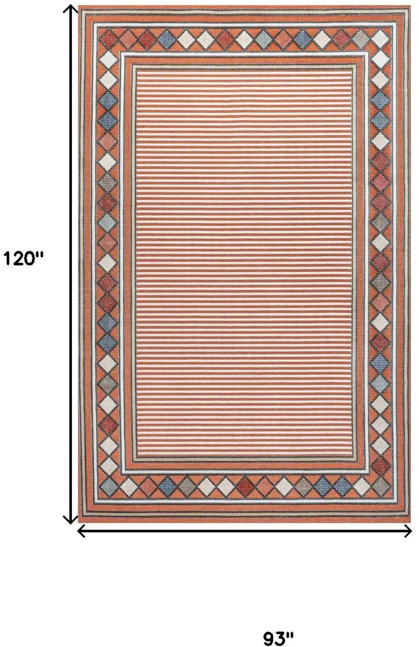 Orange And Ivory Geometric Indoor Outdoor Area Rug Photo 5