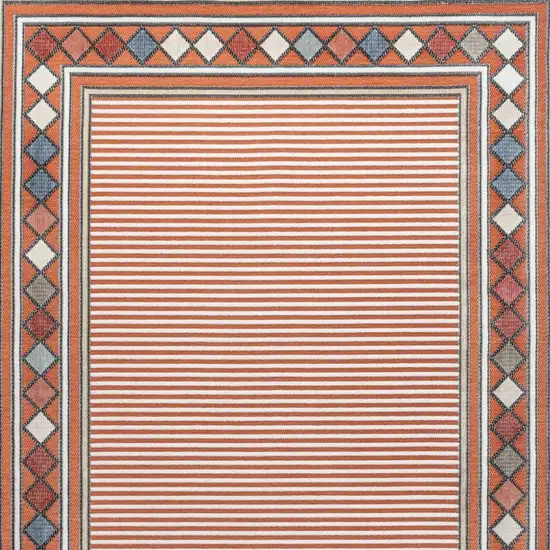 Orange And Ivory Geometric Indoor Outdoor Area Rug Photo 2