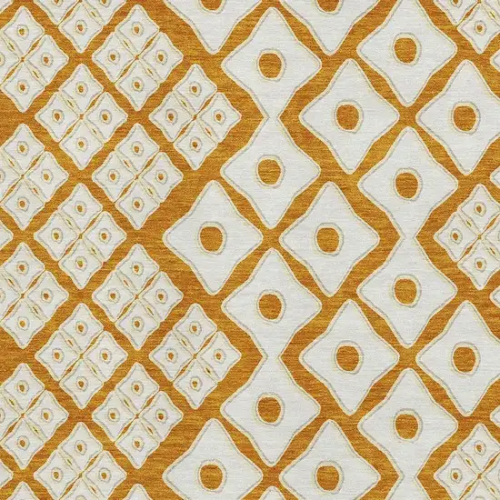 Orange And Ivory Geometric Washable Area Rug With UV Protection Photo 4
