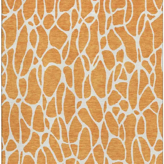 Orange And Ivory Geometric Washable Area Rug With UV Protection Photo 3