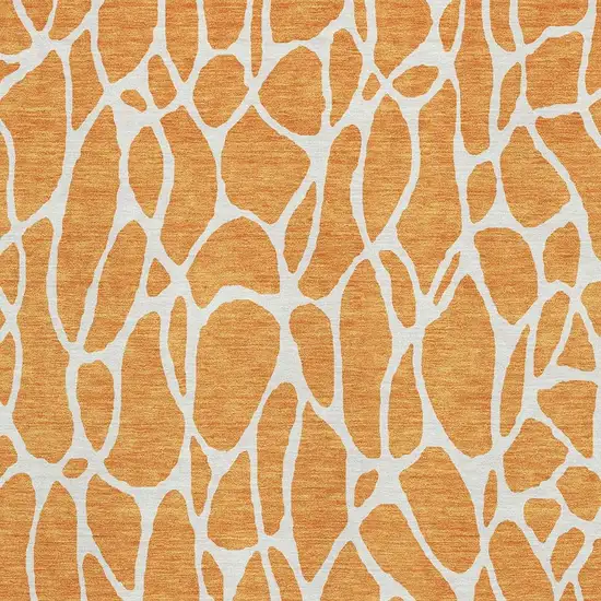 Orange And Ivory Geometric Washable Area Rug With UV Protection Photo 2
