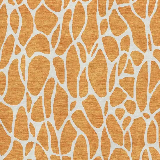 Orange And Ivory Geometric Washable Area Rug With UV Protection Photo 2