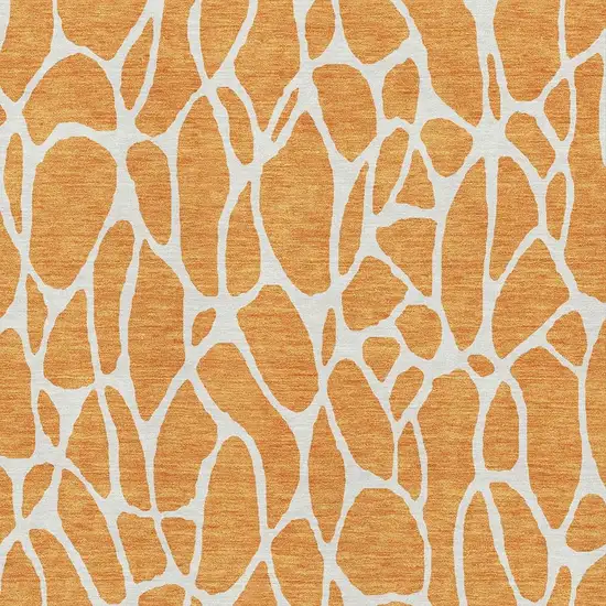 Orange And Ivory Geometric Washable Area Rug With UV Protection Photo 2