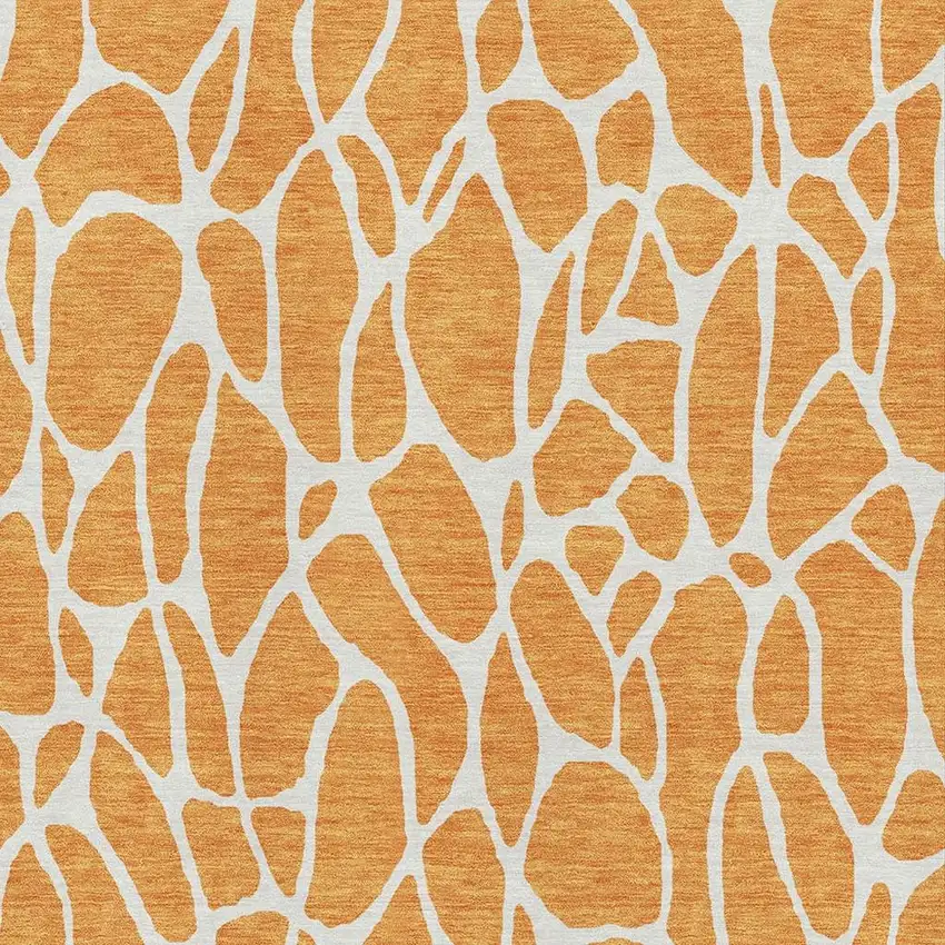 Orange And Ivory Geometric Washable Area Rug With UV Protection Photo 2