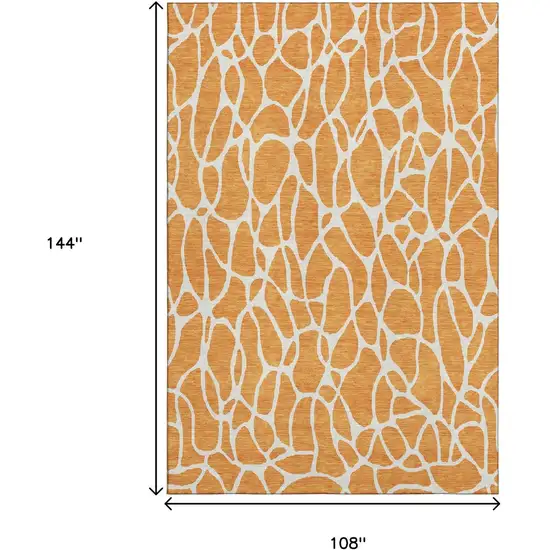 Orange And Ivory Geometric Washable Area Rug With UV Protection Photo 9