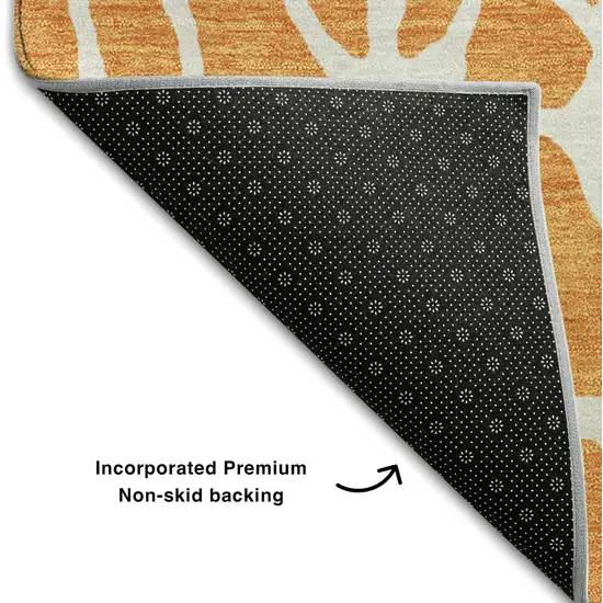 Orange And Ivory Geometric Washable Area Rug With UV Protection Photo 5