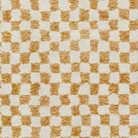 Orange And Ivory Geometric Washable Area Rug With UV Protection Photo 3