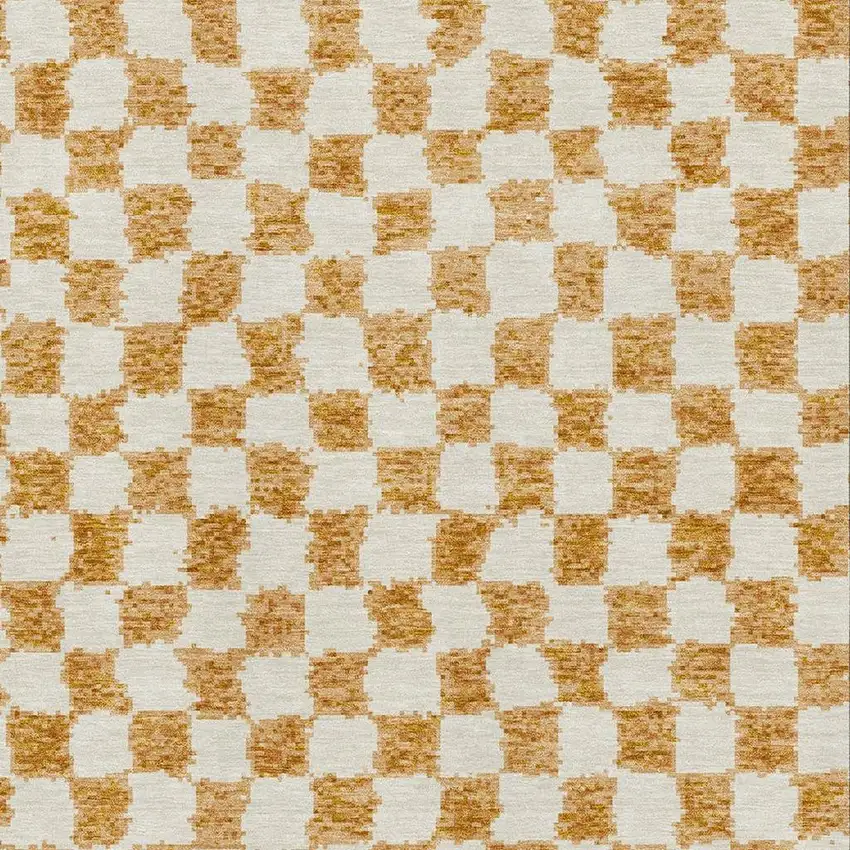 Orange And Ivory Geometric Washable Area Rug With UV Protection Photo 3