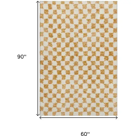 Orange And Ivory Geometric Washable Area Rug With UV Protection Photo 9