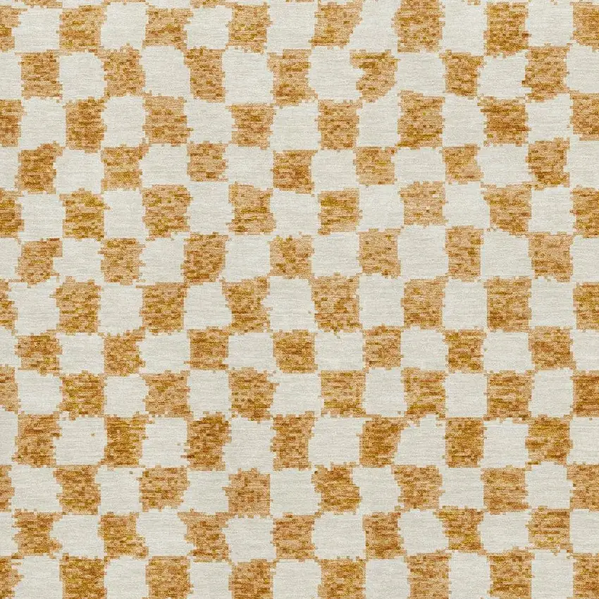 Orange And Ivory Geometric Washable Area Rug With UV Protection Photo 3