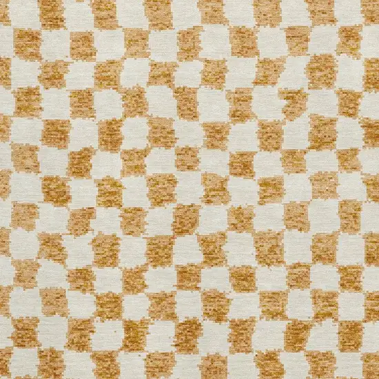 Orange And Ivory Geometric Washable Area Rug With UV Protection Photo 3