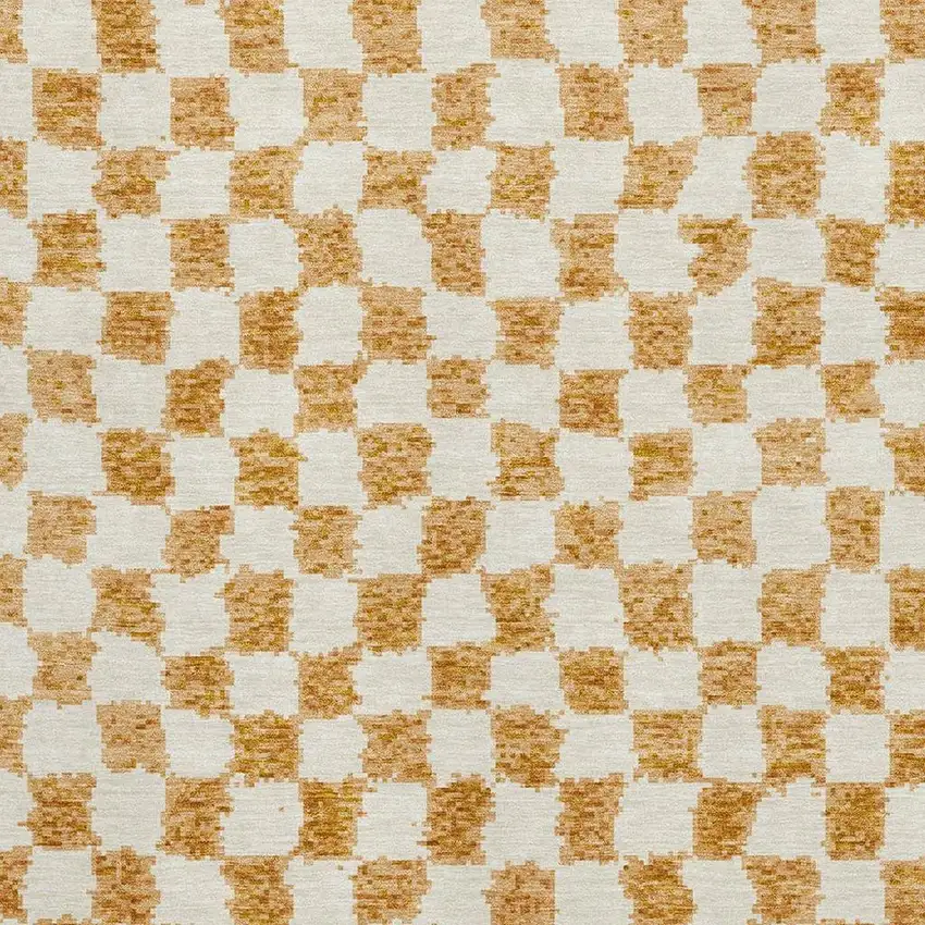 Orange And Ivory Geometric Washable Area Rug With UV Protection Photo 3