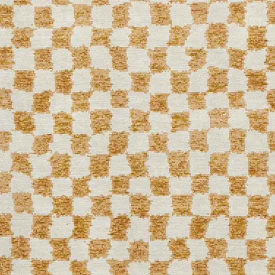 Orange And Ivory Geometric Washable Area Rug With UV Protection Photo 3