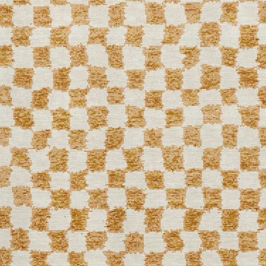 Orange And Ivory Geometric Washable Area Rug With UV Protection Photo 3