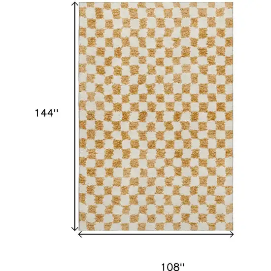 Orange And Ivory Geometric Washable Area Rug With UV Protection Photo 9