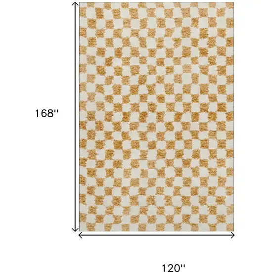 Orange And Ivory Geometric Washable Area Rug With UV Protection Photo 9