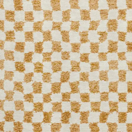 Orange And Ivory Geometric Washable Area Rug With UV Protection Photo 3