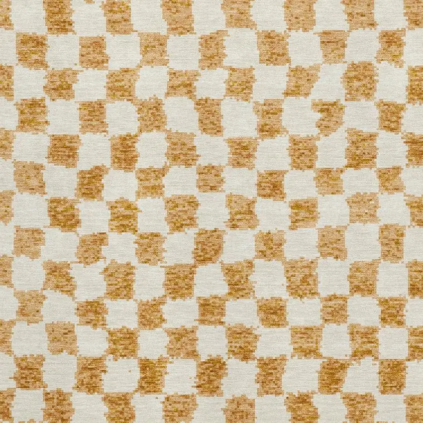 Orange And Ivory Geometric Washable Area Rug With UV Protection Photo 3