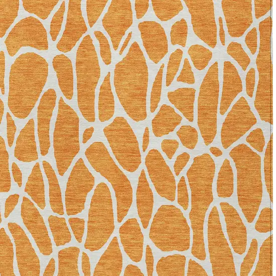 Orange And Ivory Geometric Washable Indoor Outdoor Area Rug Photo 6