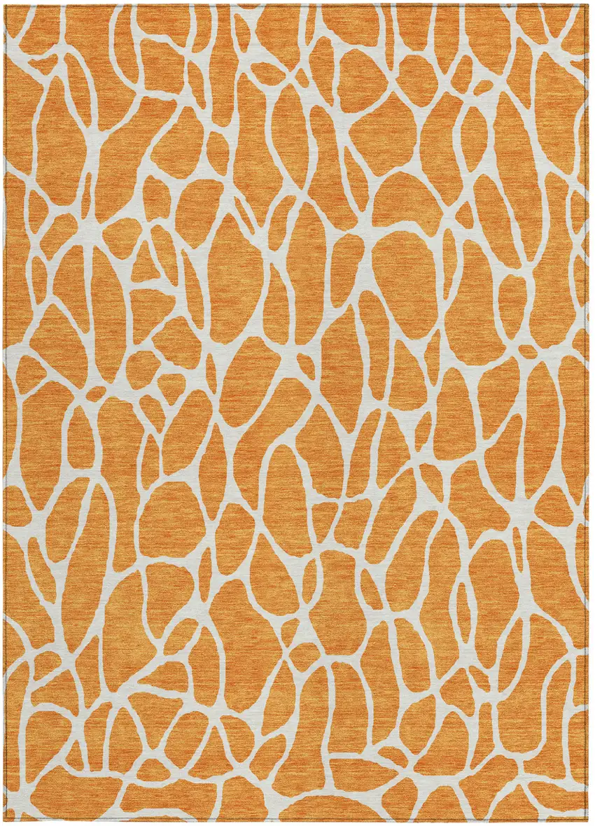 Orange And Ivory Geometric Washable Indoor Outdoor Area Rug Photo 4