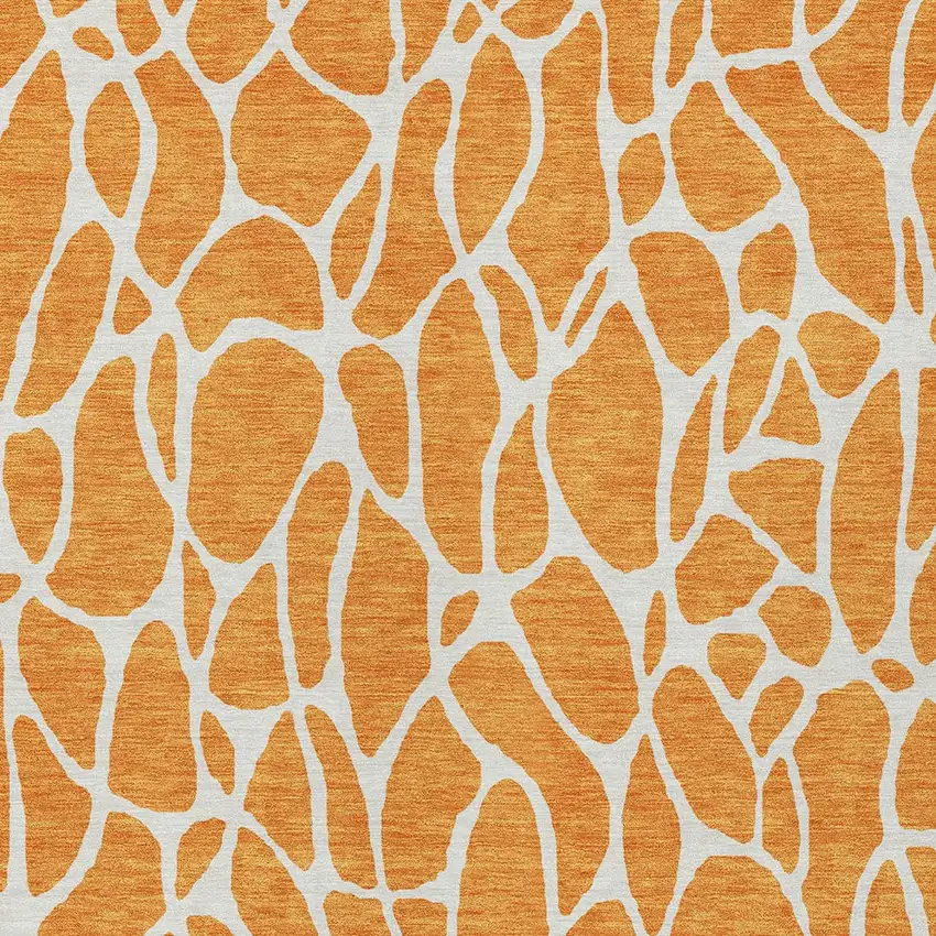 Orange And Ivory Geometric Washable Indoor Outdoor Area Rug Photo 6