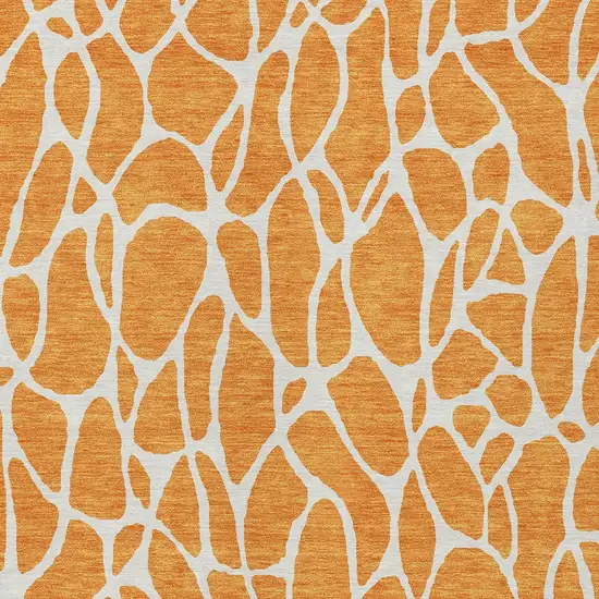 Orange And Ivory Geometric Washable Indoor Outdoor Area Rug Photo 6