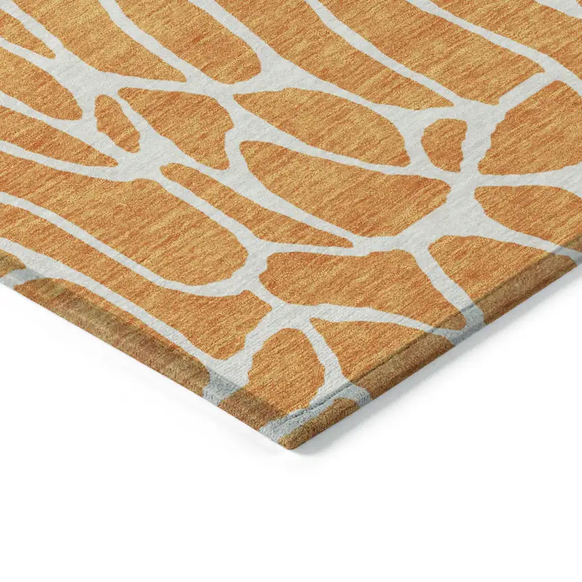 Orange And Ivory Geometric Washable Indoor Outdoor Area Rug Photo 5