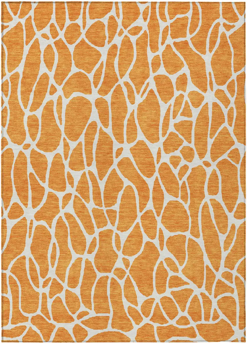 Orange And Ivory Geometric Washable Indoor Outdoor Area Rug Photo 2