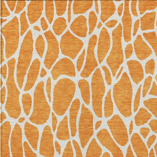 Orange And Ivory Geometric Washable Indoor Outdoor Area Rug Photo 6