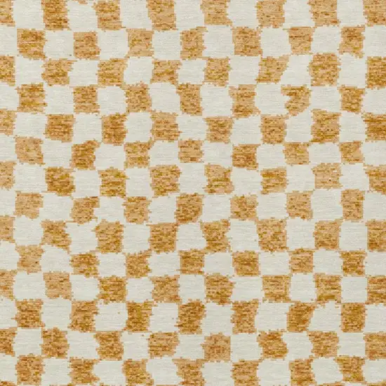 Orange And Ivory Geometric Washable Indoor Outdoor Area Rug Photo 3