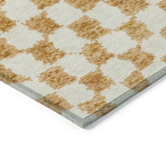 Orange And Ivory Geometric Washable Indoor Outdoor Area Rug Photo 9