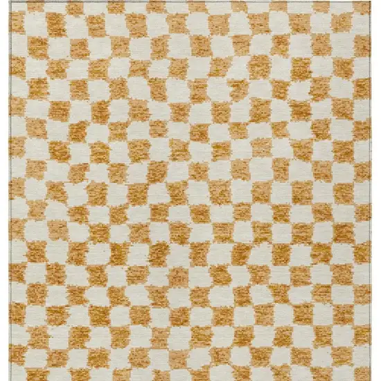 Orange And Ivory Geometric Washable Indoor Outdoor Area Rug Photo 4