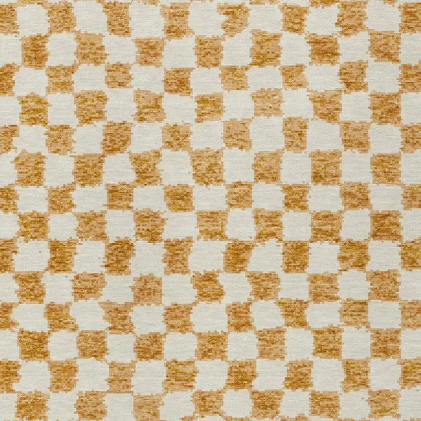 Orange And Ivory Geometric Washable Indoor Outdoor Area Rug Photo 3