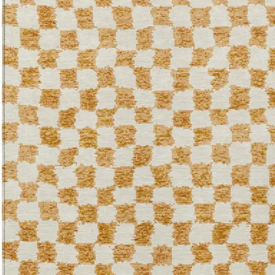 Orange And Ivory Geometric Washable Indoor Outdoor Area Rug Photo 3
