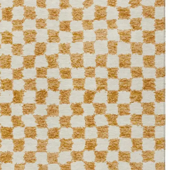 Orange And Ivory Geometric Washable Indoor Outdoor Area Rug Photo 3