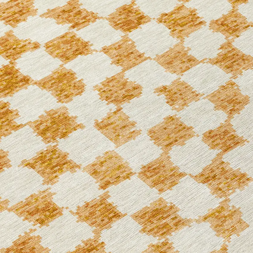 Orange And Ivory Geometric Washable Indoor Outdoor Area Rug Photo 9