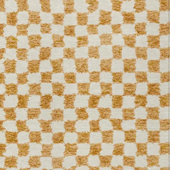 Orange And Ivory Geometric Washable Indoor Outdoor Area Rug Photo 7