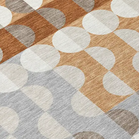 Orange And Ivory Geometric Washable Indoor Outdoor Area Rug Photo 4