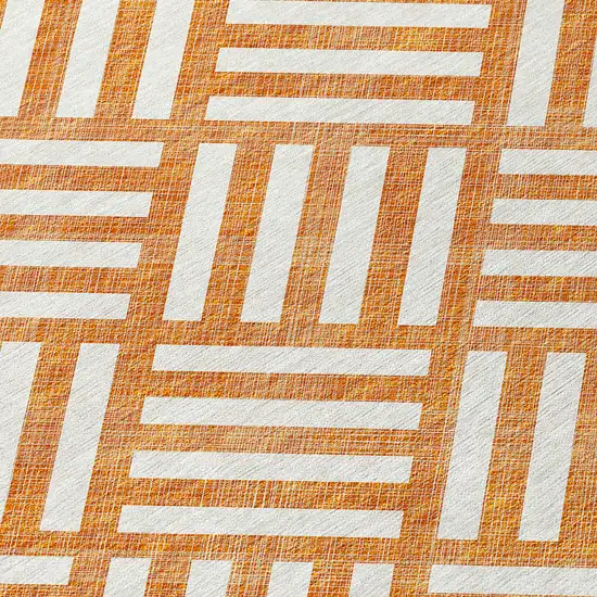 Orange And Ivory Geometric Washable Indoor Outdoor Area Rug Photo 5
