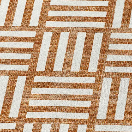 Orange And Ivory Geometric Washable Indoor Outdoor Area Rug Photo 5