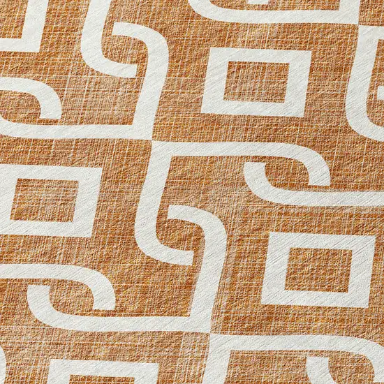 Orange And Ivory Geometric Washable Indoor Outdoor Area Rug Photo 5